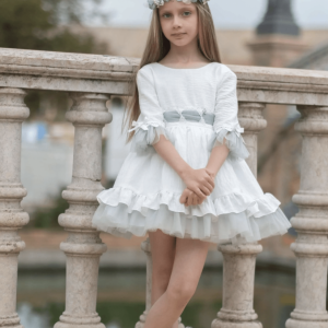 VESTIDO MANGA ADORNO TULL