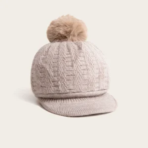 Gorra de Invierno con Pompón - Beige